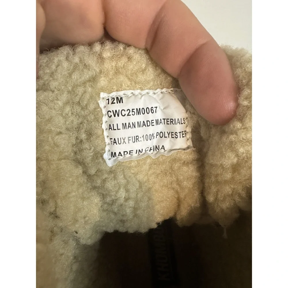 Khombu Mens Tall Winter Thermo Lite Fuzzy Lining Brown Green Boots Size 12M NEW
